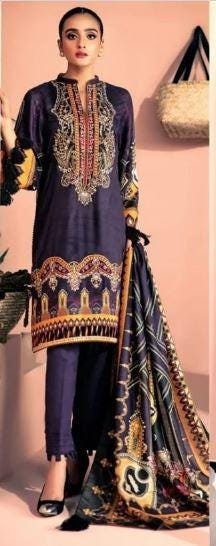 Eid Unstitched Pakistani Branded Eid Partywear Dress -Salwar Kamij Dress, Unstitched Clothes Lawn Embroidery Eid Ramadan Special Day Dress