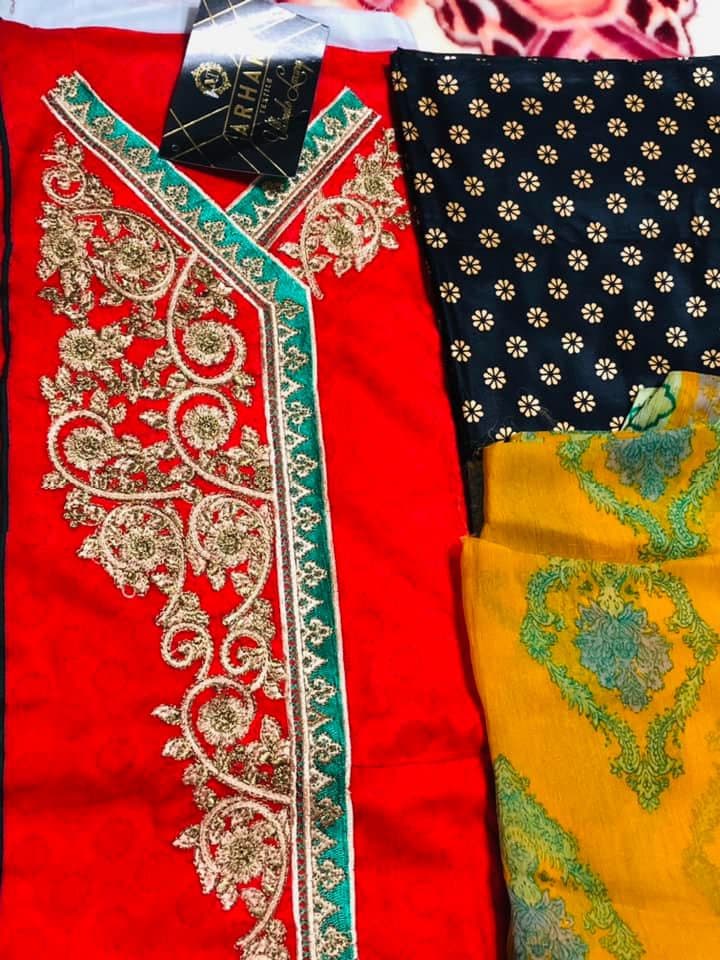 Eid Pakistani Branded, Unstitched Clothes, Embroidery Printed, Salwar Kamij Dress, for Eid Ramadan Special Day Eid Partywear Dress By Afreen