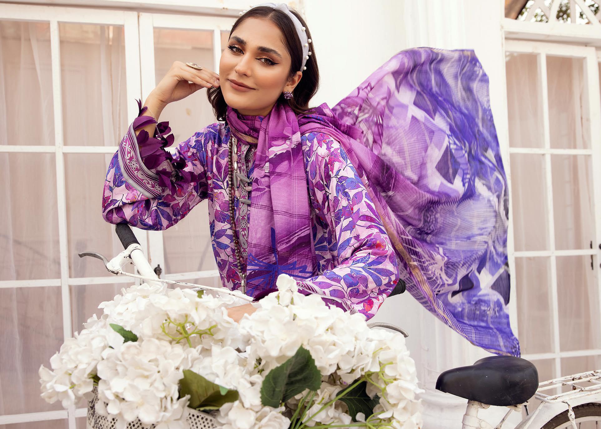 Eid Dress For Womens - Pakistani Embroidered Lawn Ramadan Partywear Festival Suits Winter Satin Clothes in Medium Size