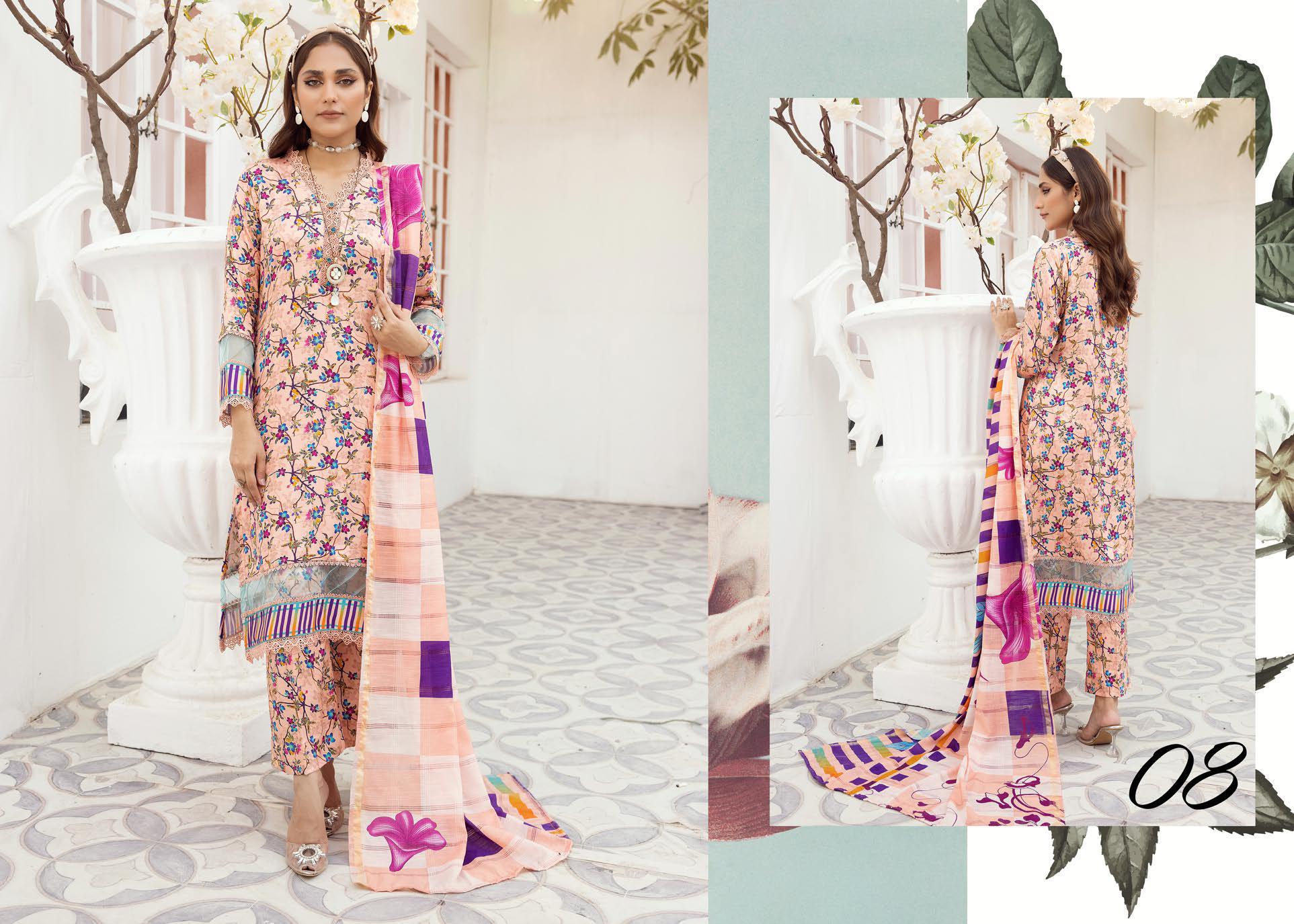 Eid Dress For Womens - Pakistani Embroidered Lawn Ramadan Partywear Festival Suits Winter Satin Clothes in Medium Size