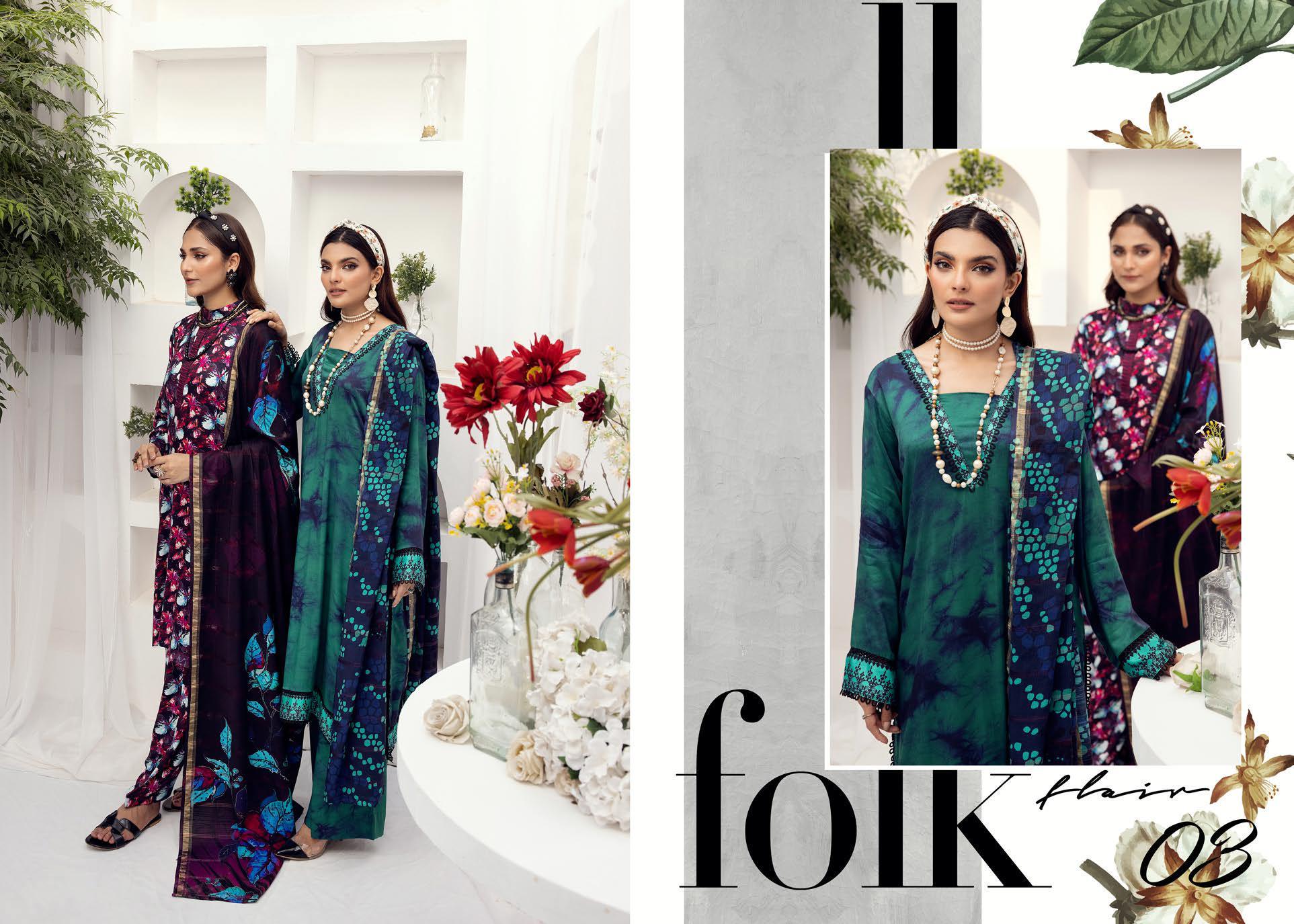 Eid Dress For Womens - Pakistani Embroidered Lawn Ramadan Partywear Festival Suits Winter Satin Clothes in Medium Size