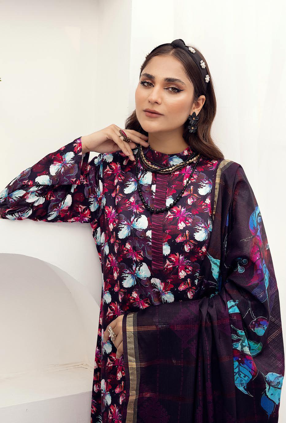 Eid Dress For Womens - Pakistani Embroidered Lawn Ramadan Partywear Festival Suits Winter Satin Clothes in Medium Size