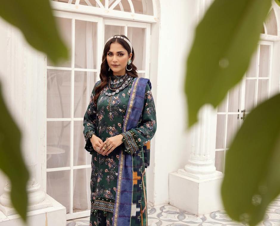 Eid Dress For Womens - Pakistani Embroidered Lawn Ramadan Partywear Festival Suits Winter Satin Clothes in Medium Size