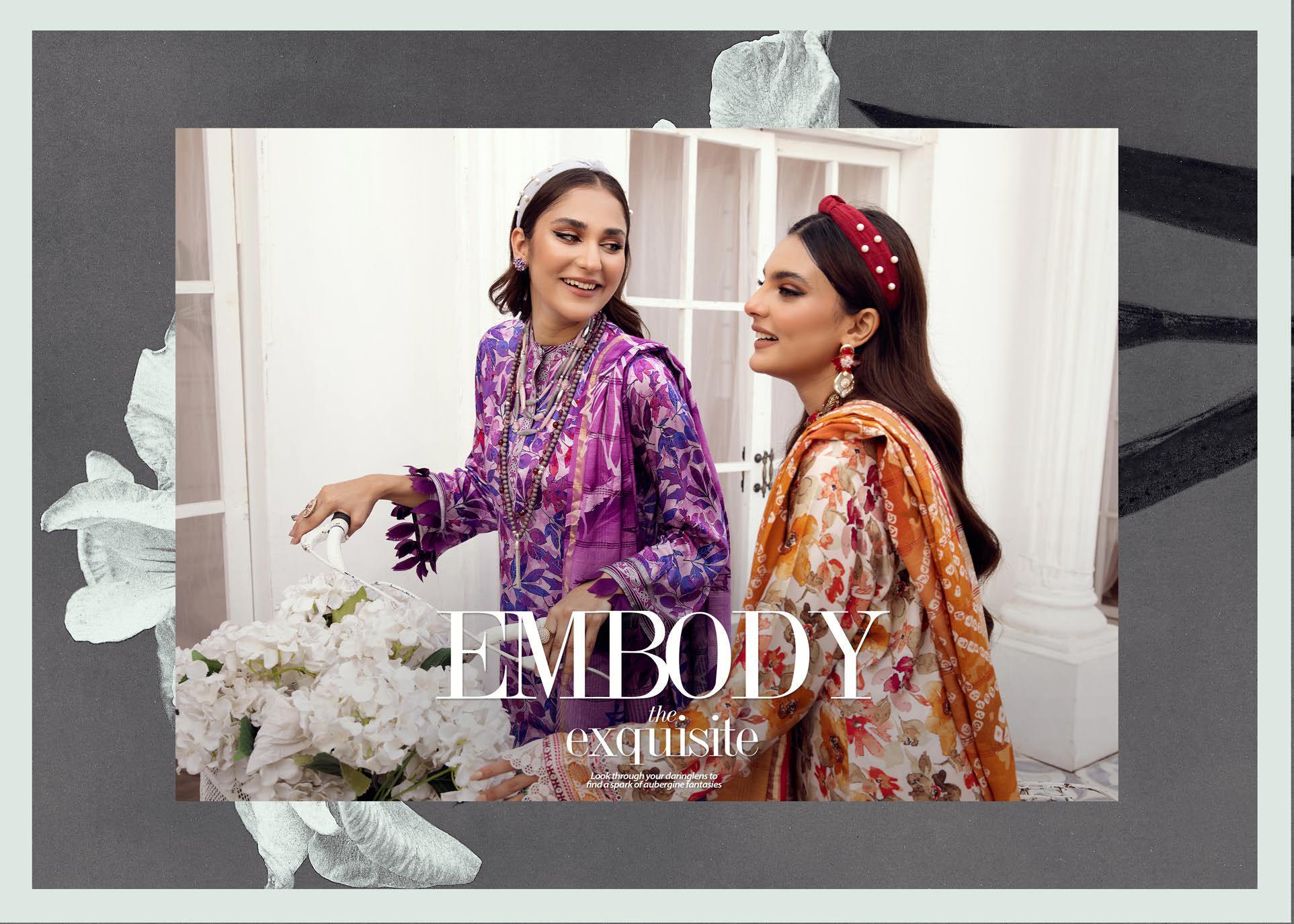 Eid Dress For Womens - Pakistani Embroidered Lawn Ramadan Partywear Festival Suits Winter Satin Clothes in Medium Size