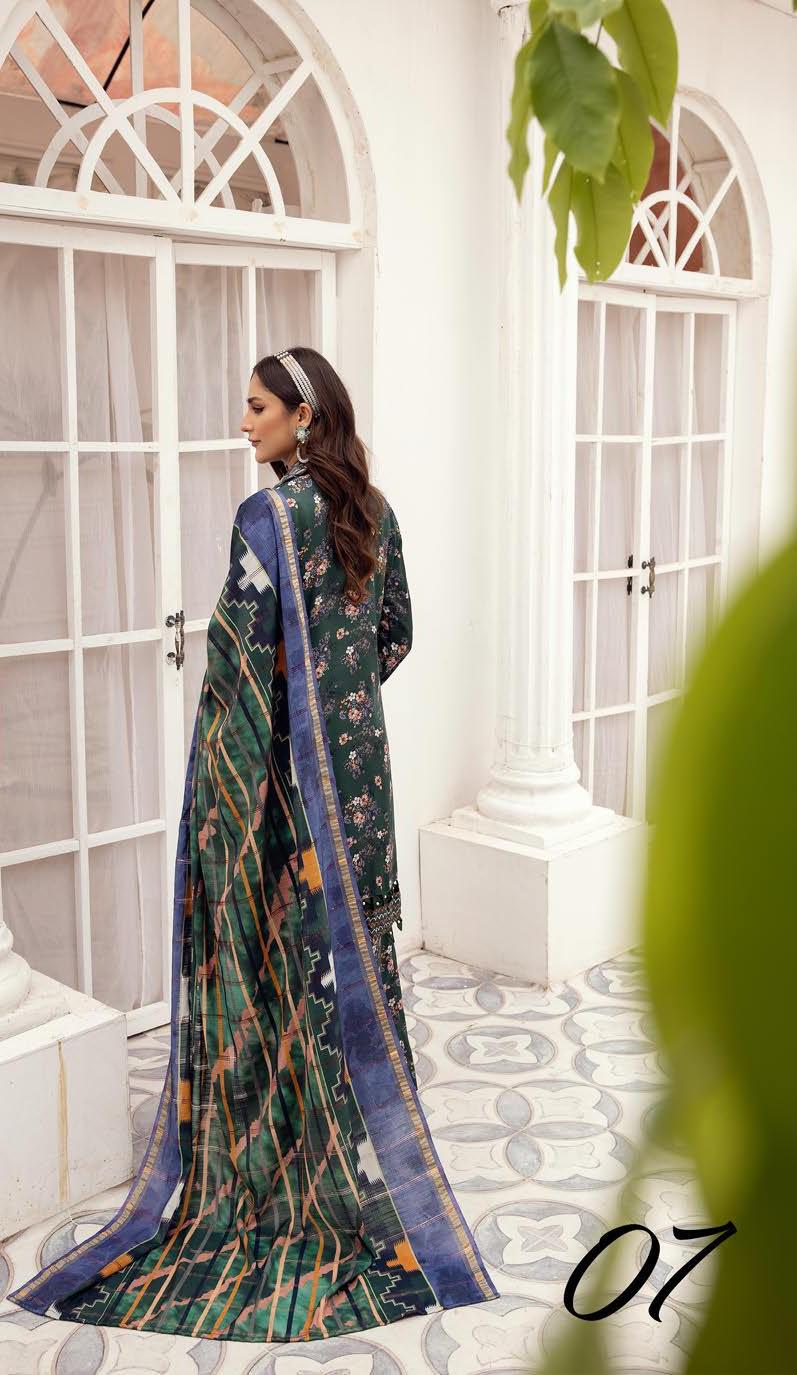 Eid Dress For Womens - Pakistani Embroidered Lawn Ramadan Partywear Festival Suits Winter Satin Clothes in Medium Size