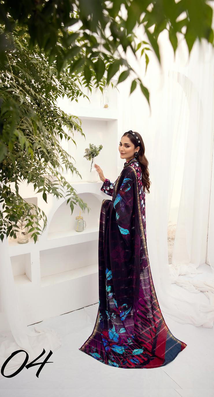 Eid Dress For Womens - Pakistani Embroidered Lawn Ramadan Partywear Festival Suits Winter Satin Clothes in Medium Size