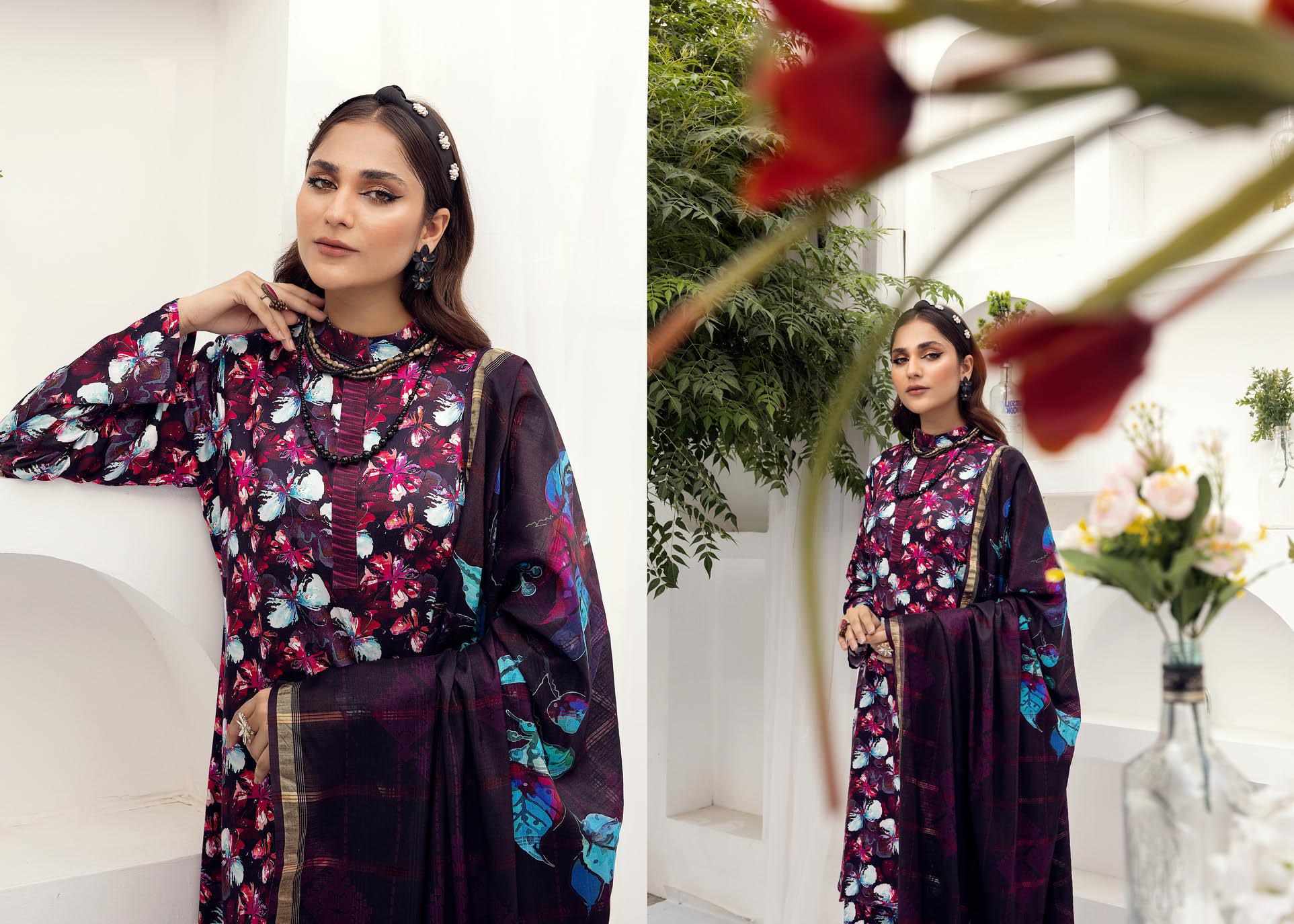 Eid Dress For Womens - Pakistani Embroidered Lawn Ramadan Partywear Festival Suits Winter Satin Clothes in Medium Size