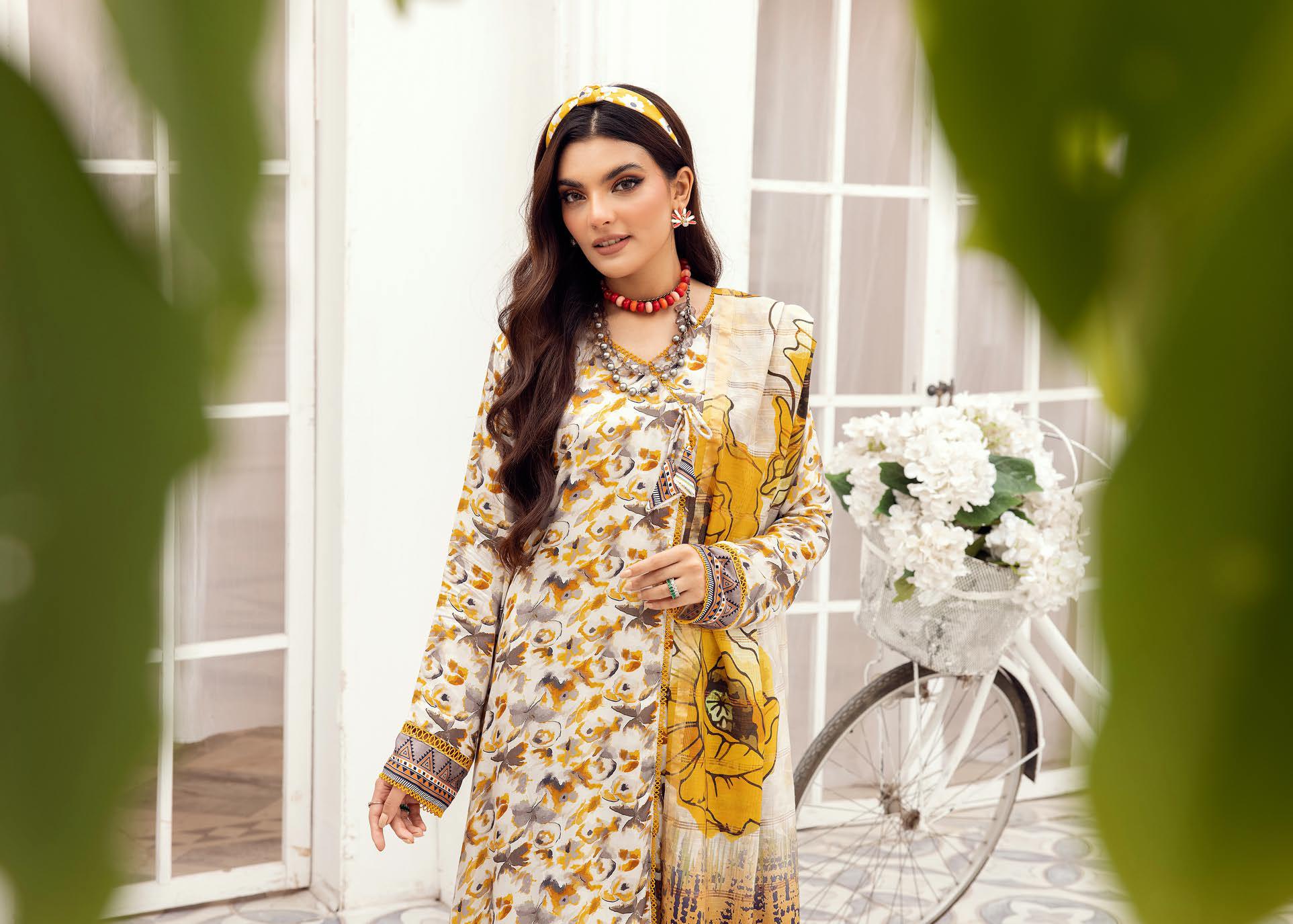 Eid Dress For Womens - Pakistani Embroidered Lawn Ramadan Partywear Festival Suits Winter Satin Clothes in Medium Size