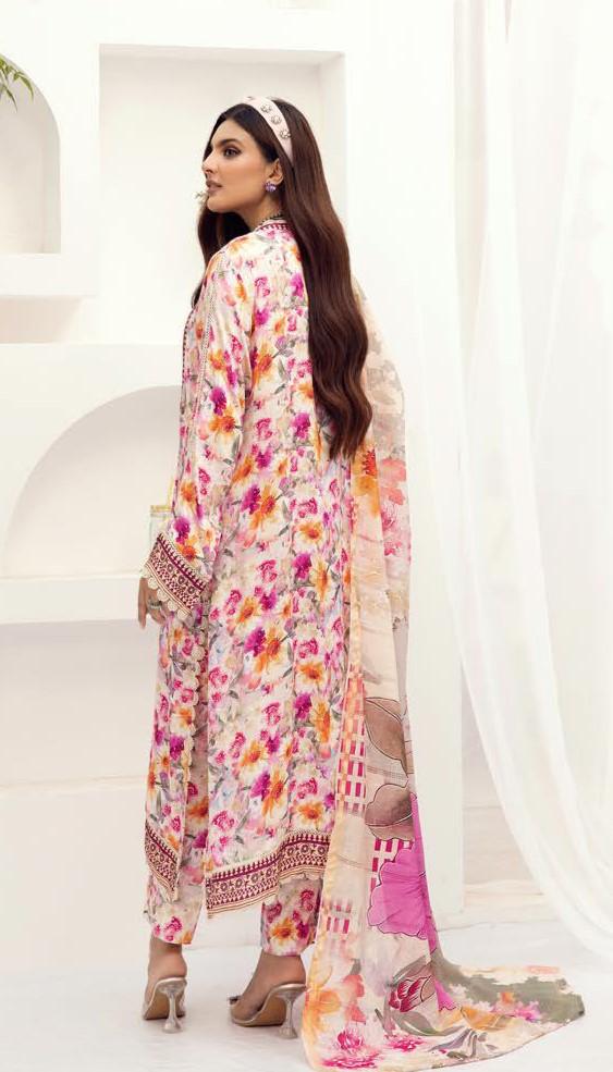 Eid Dress For Womens - Pakistani Embroidered Lawn Ramadan Partywear Festival Suits Winter Satin Clothes in Medium Size