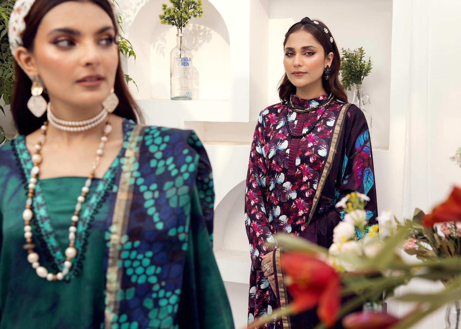 Eid Dress For Womens - Pakistani Embroidered Lawn Ramadan Partywear Festival Suits Winter Satin Clothes in Medium Size