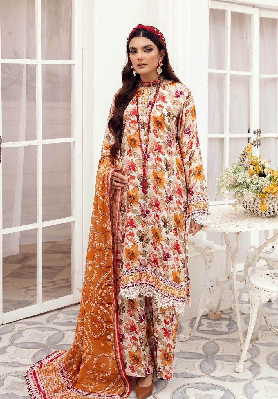 Eid Dress For Womens - Pakistani Embroidered Lawn Ramadan Partywear Festival Suits Winter Satin Clothes in Medium Size