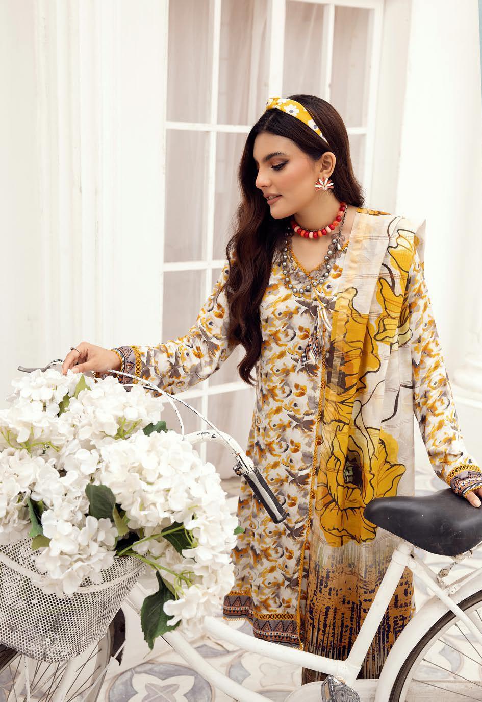 Eid Dress For Womens - Pakistani Embroidered Lawn Ramadan Partywear Festival Suits Winter Satin Clothes in Medium Size