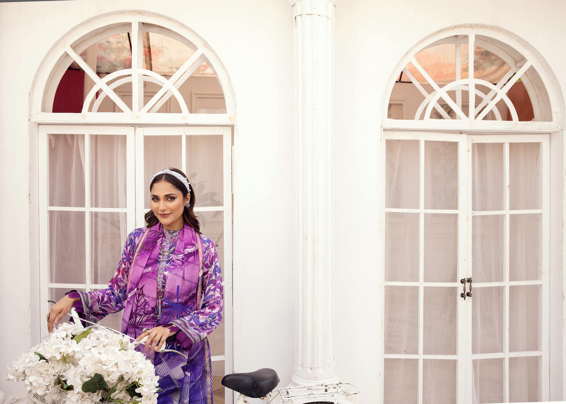 Eid Dress For Womens - Pakistani Embroidered Lawn Ramadan Partywear Festival Suits Winter Satin Clothes in Medium Size
