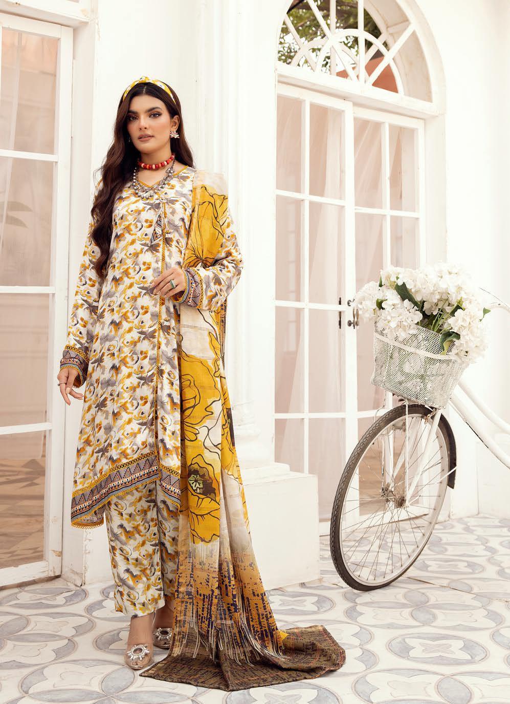 Eid Dress For Womens - Pakistani Embroidered Lawn Ramadan Partywear Festival Suits Winter Satin Clothes in Medium Size