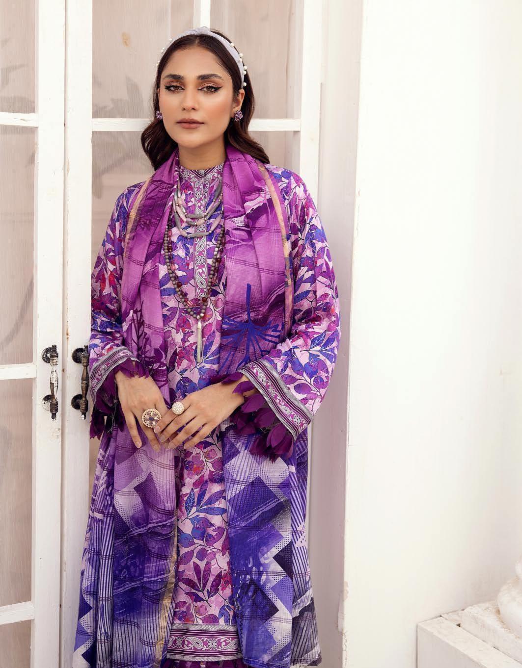 Eid Dress For Womens - Pakistani Embroidered Lawn Ramadan Partywear Festival Suits Winter Satin Clothes in Medium Size