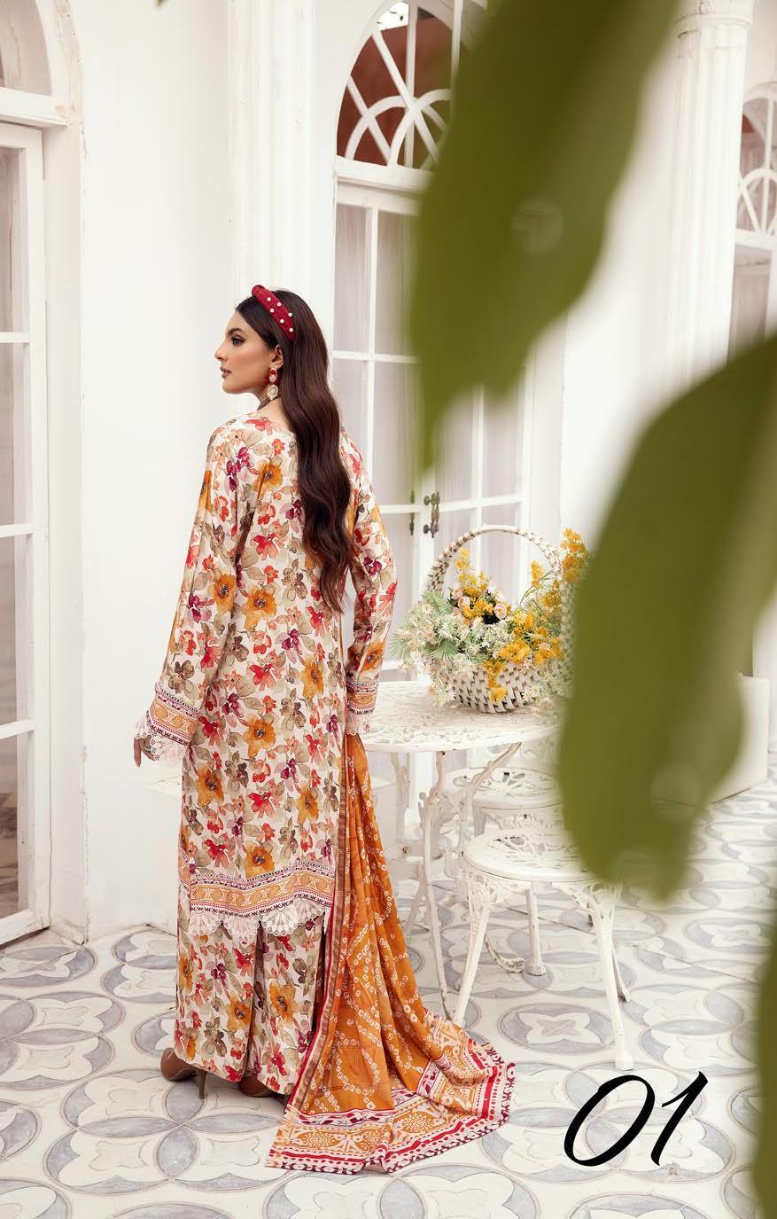 Eid Dress For Womens - Pakistani Embroidered Lawn Ramadan Partywear Festival Suits Winter Satin Clothes in Medium Size