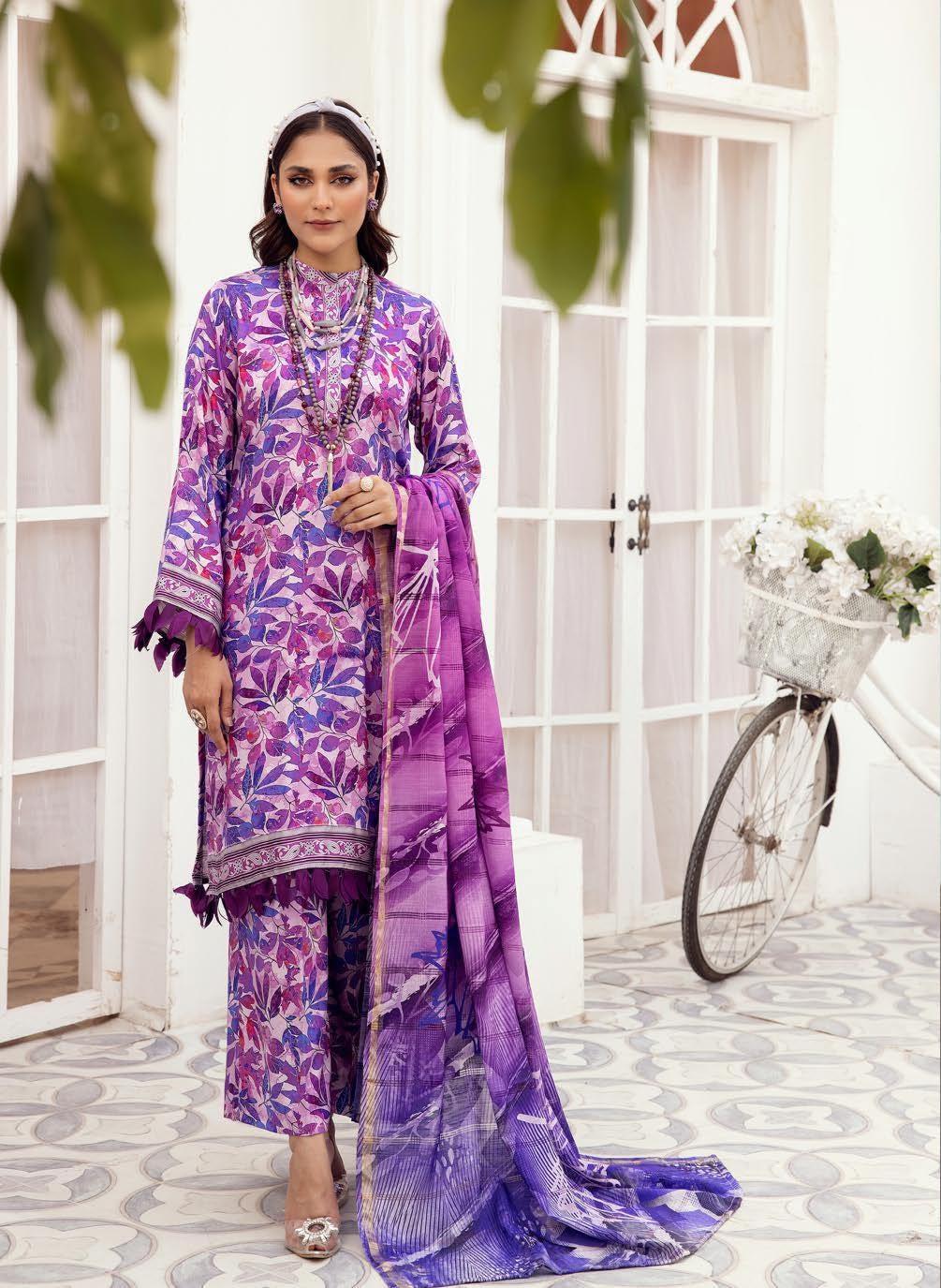 Eid Dress For Womens - Pakistani Embroidered Lawn Ramadan Partywear Festival Suits Winter Satin Clothes in Medium Size