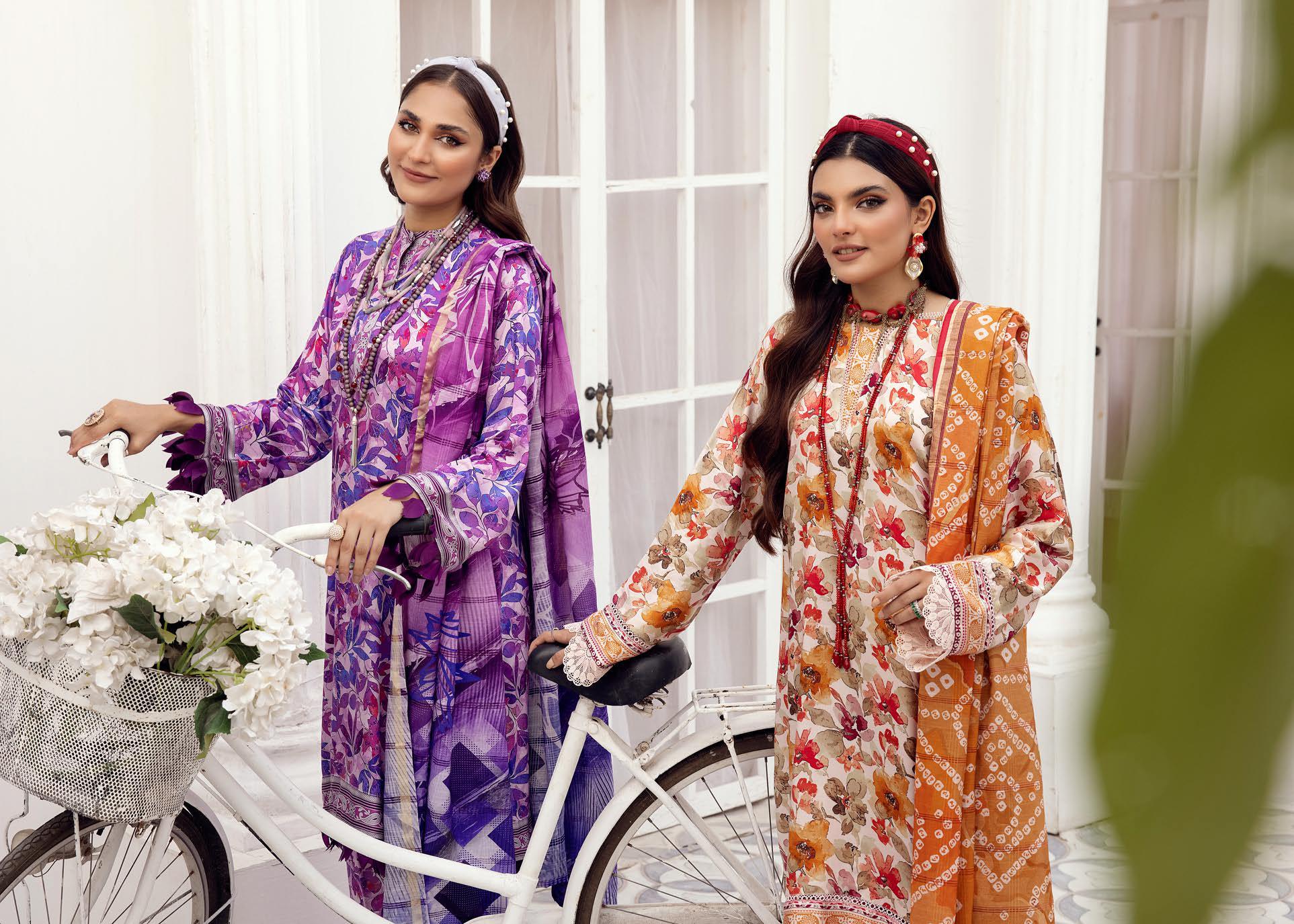 Eid Dress For Womens - Pakistani Embroidered Lawn Ramadan Partywear Festival Suits Winter Satin Clothes in Medium Size