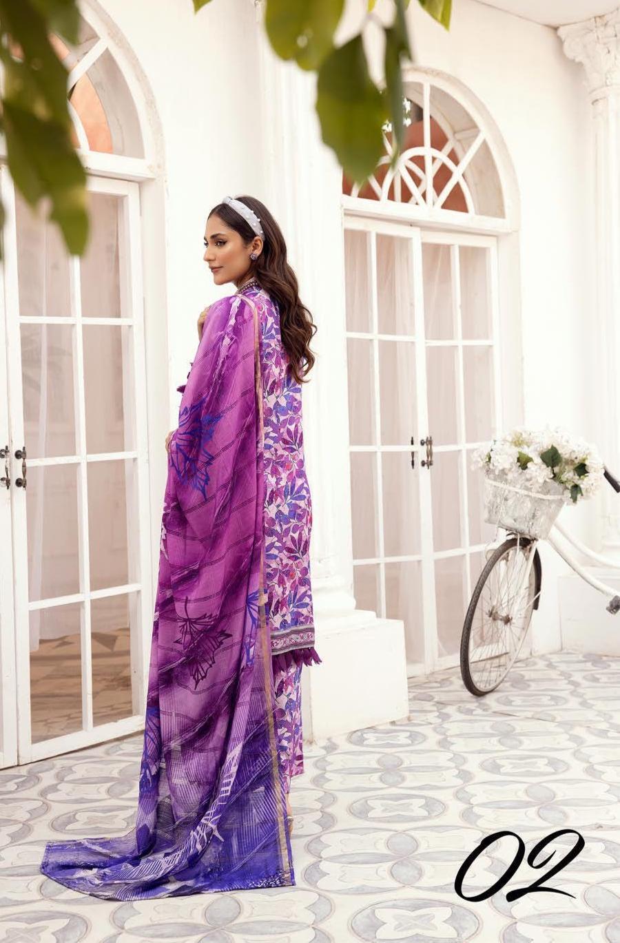 Eid Dress For Womens - Pakistani Embroidered Lawn Ramadan Partywear Festival Suits Winter Satin Clothes in Medium Size