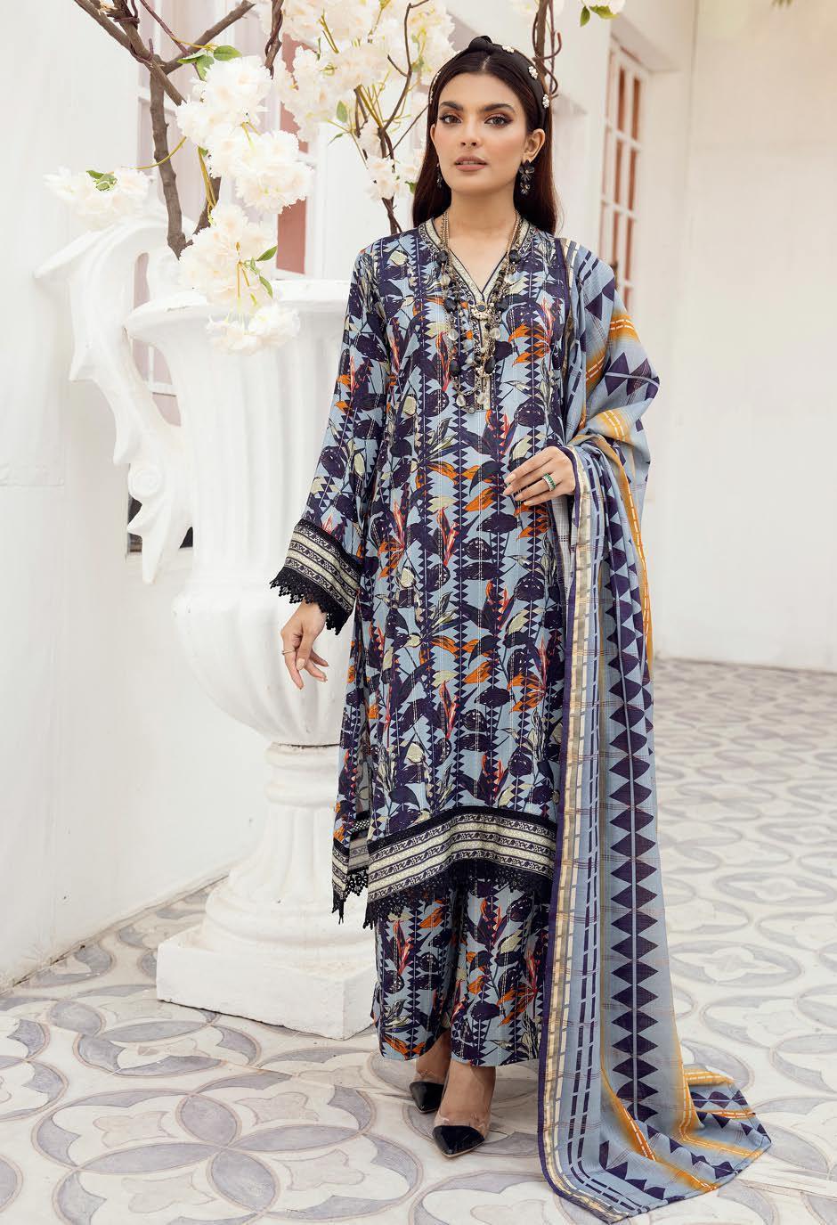 Eid Dress For Womens - Pakistani Embroidered Lawn Ramadan Partywear Festival Suits Winter Satin Clothes in Medium Size