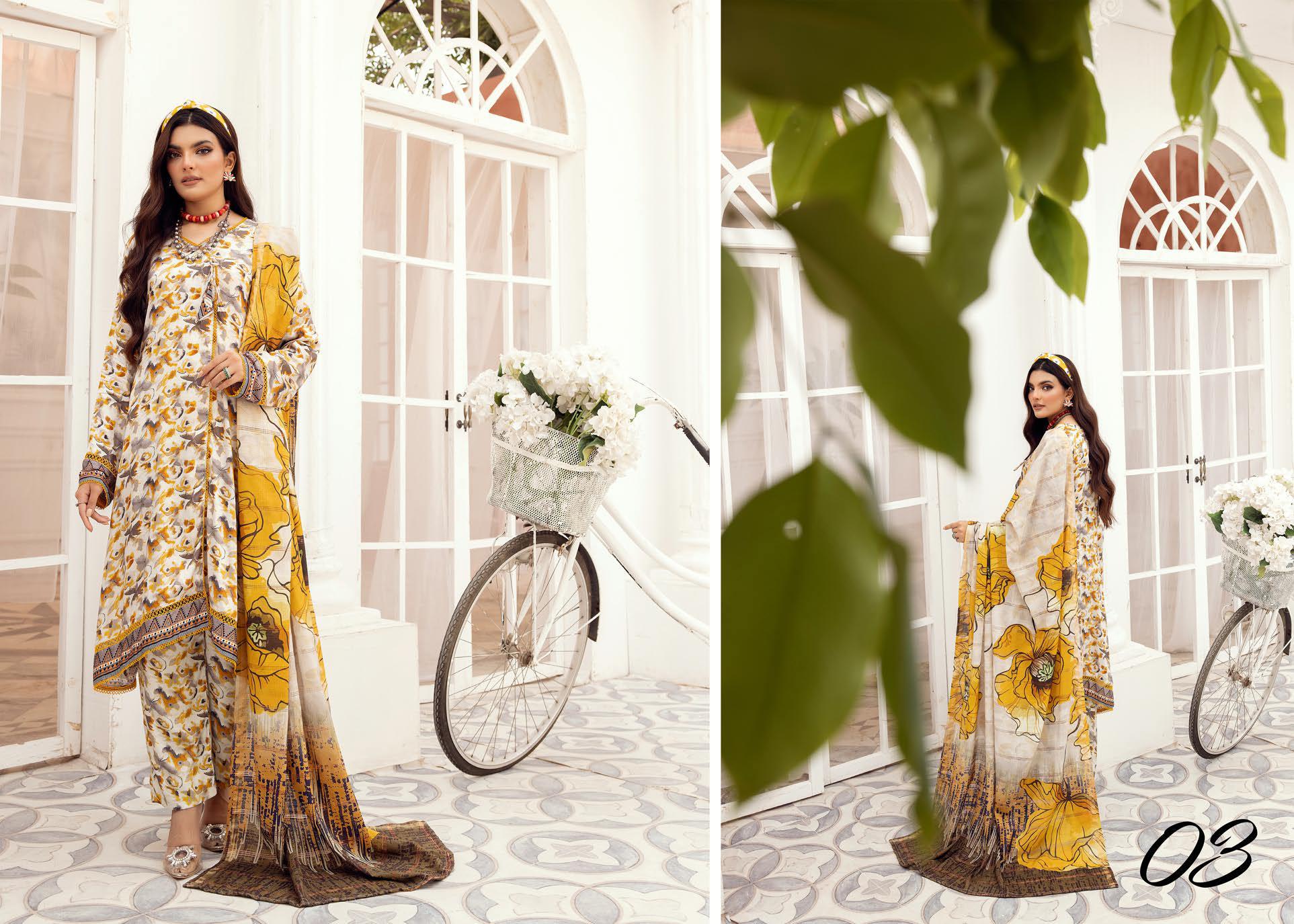 Eid Dress For Womens - Pakistani Embroidered Lawn Ramadan Partywear Festival Suits Winter Satin Clothes in Medium Size