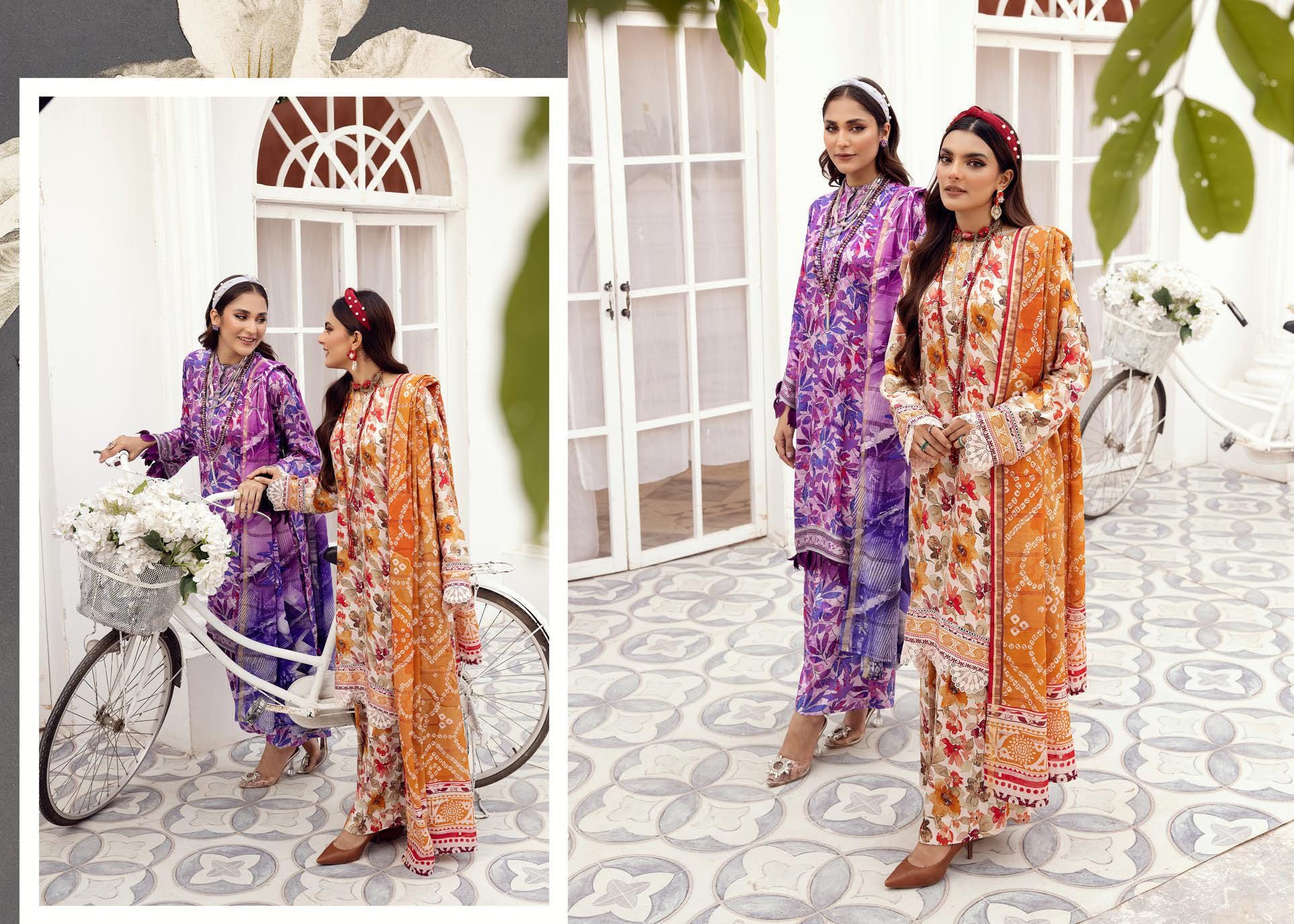 Eid Dress For Womens - Pakistani Embroidered Lawn Ramadan Partywear Festival Suits Winter Satin Clothes in Medium Size