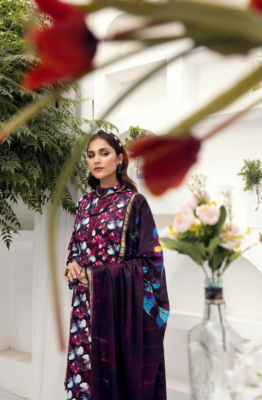 Eid Dress For Womens - Pakistani Embroidered Lawn Ramadan Partywear Festival Suits Winter Satin Clothes in Medium Size