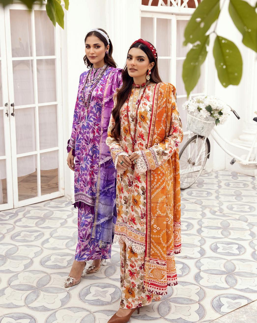 Eid Dress For Womens - Pakistani Embroidered Lawn Ramadan Partywear Festival Suits Winter Satin Clothes in Medium Size