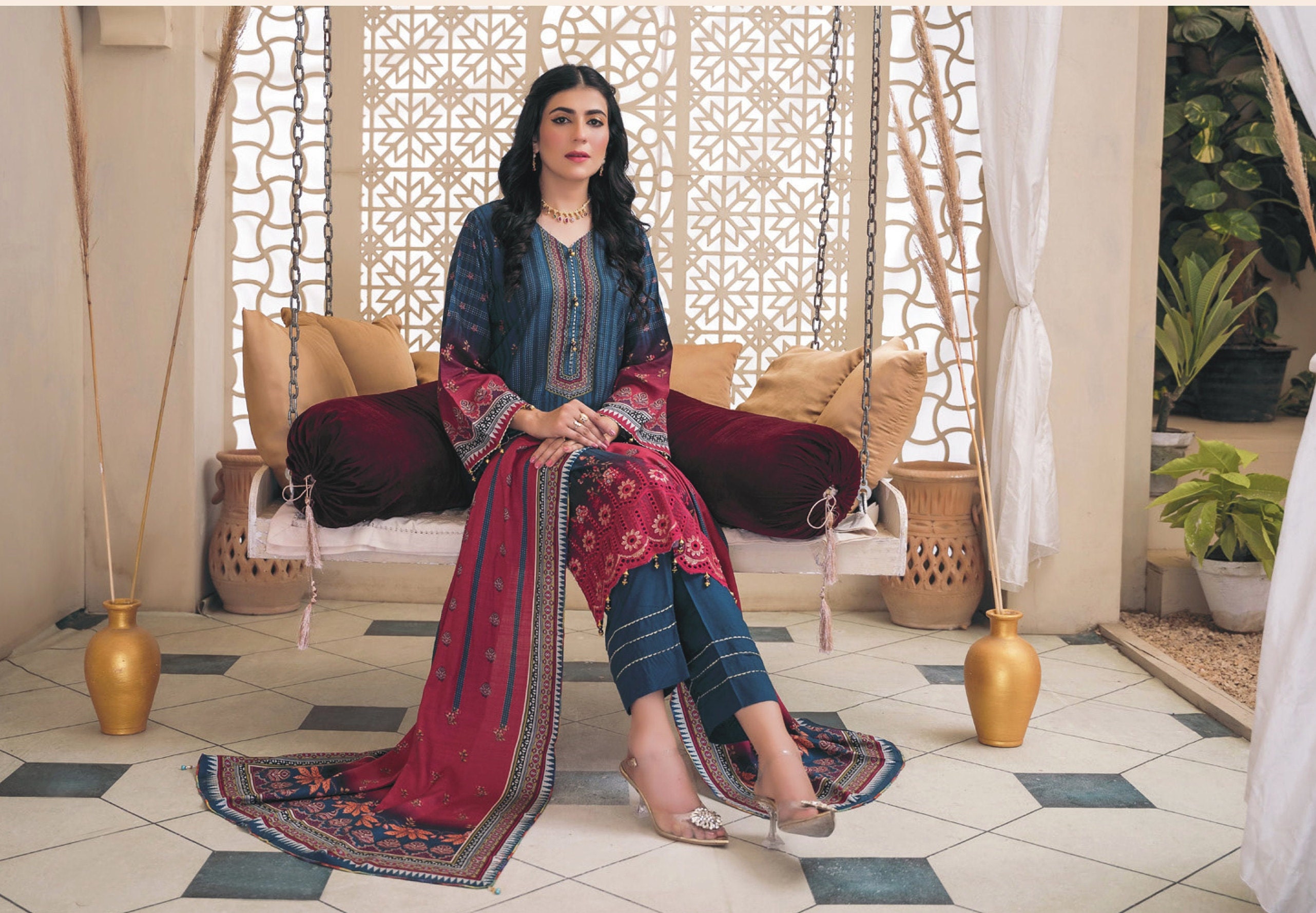 Eid Unstitched - Pakistani Branded - Salwar Kameez Suit - Clothes for Women - Eid Partywear Dress -Winterwear Linen Suit