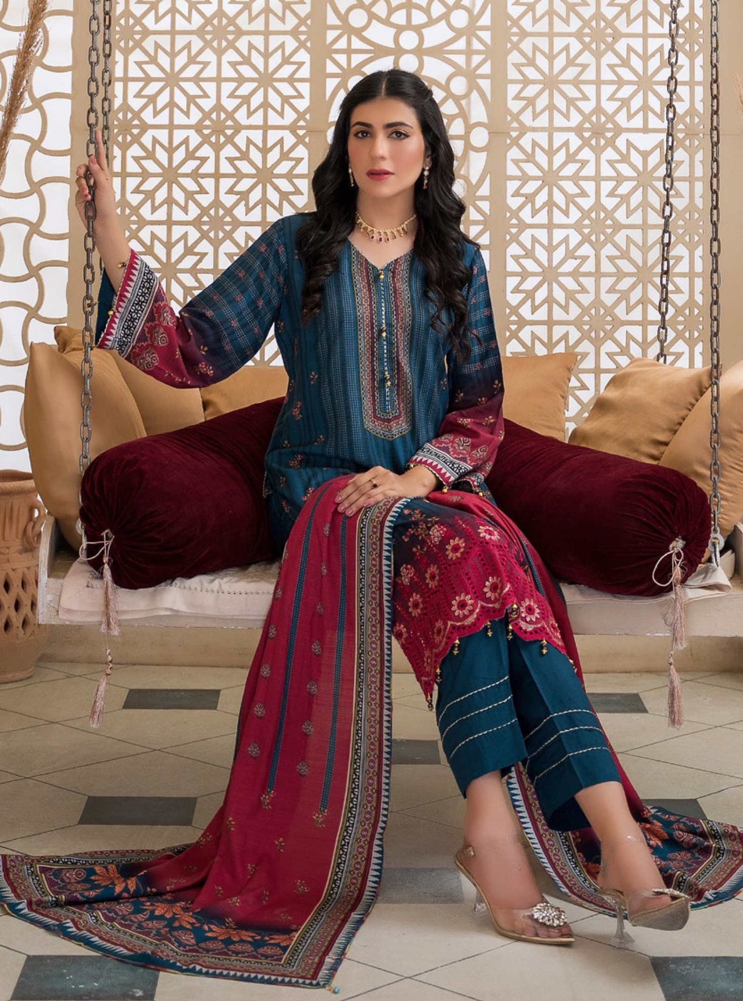 Eid Unstitched - Pakistani Branded - Salwar Kameez Suit - Clothes for Women - Eid Partywear Dress -Winterwear Linen Suit