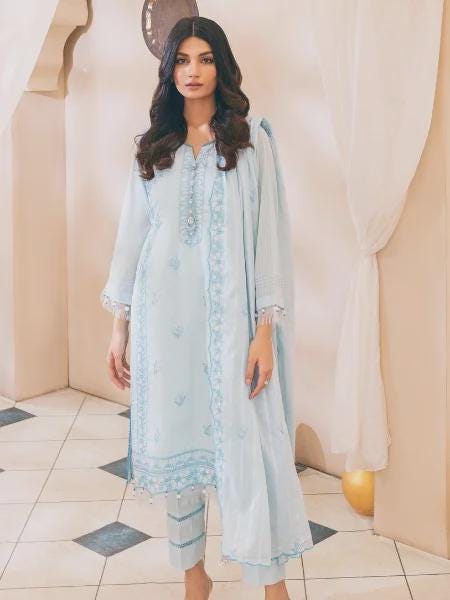 Eid Dress For Womens - Pakistani Embroidered Lawn Ramadan Partywear Festival Suits, Salwar Kameez Suit In Large Size