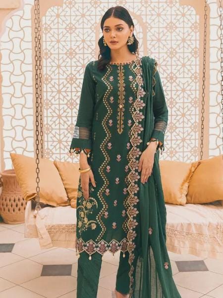 Eid Dress For Womens - Pakistani Embroidered Lawn Ramadan Partywear Festival Suits, Salwar Kameez Suit In Large Size