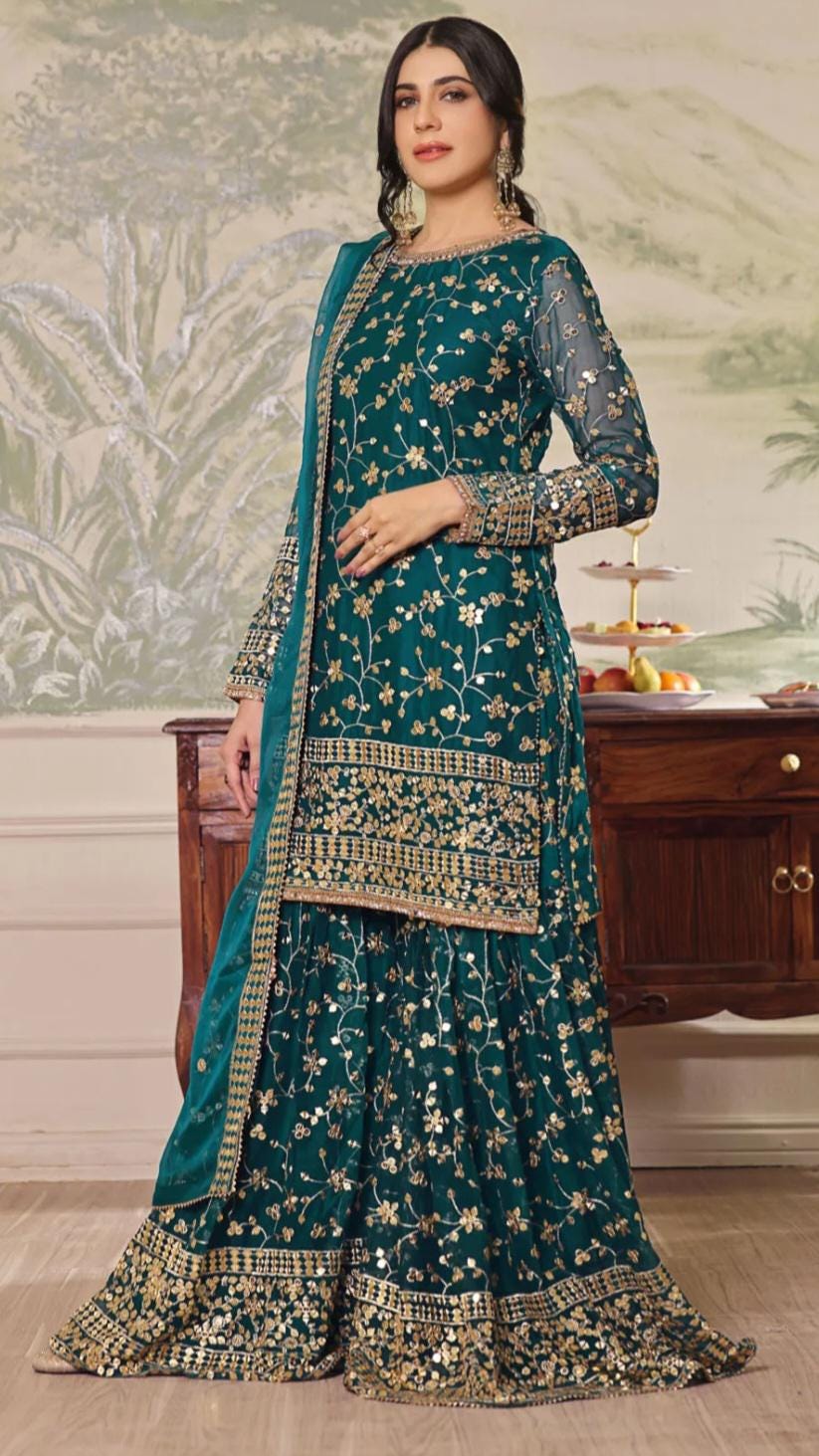 Eid Dress For Womens – Wedding Festival Salwar Kameez Suits Embroidered Chiffon Pakistani Eid Partywear Suit In Small & Medium Size