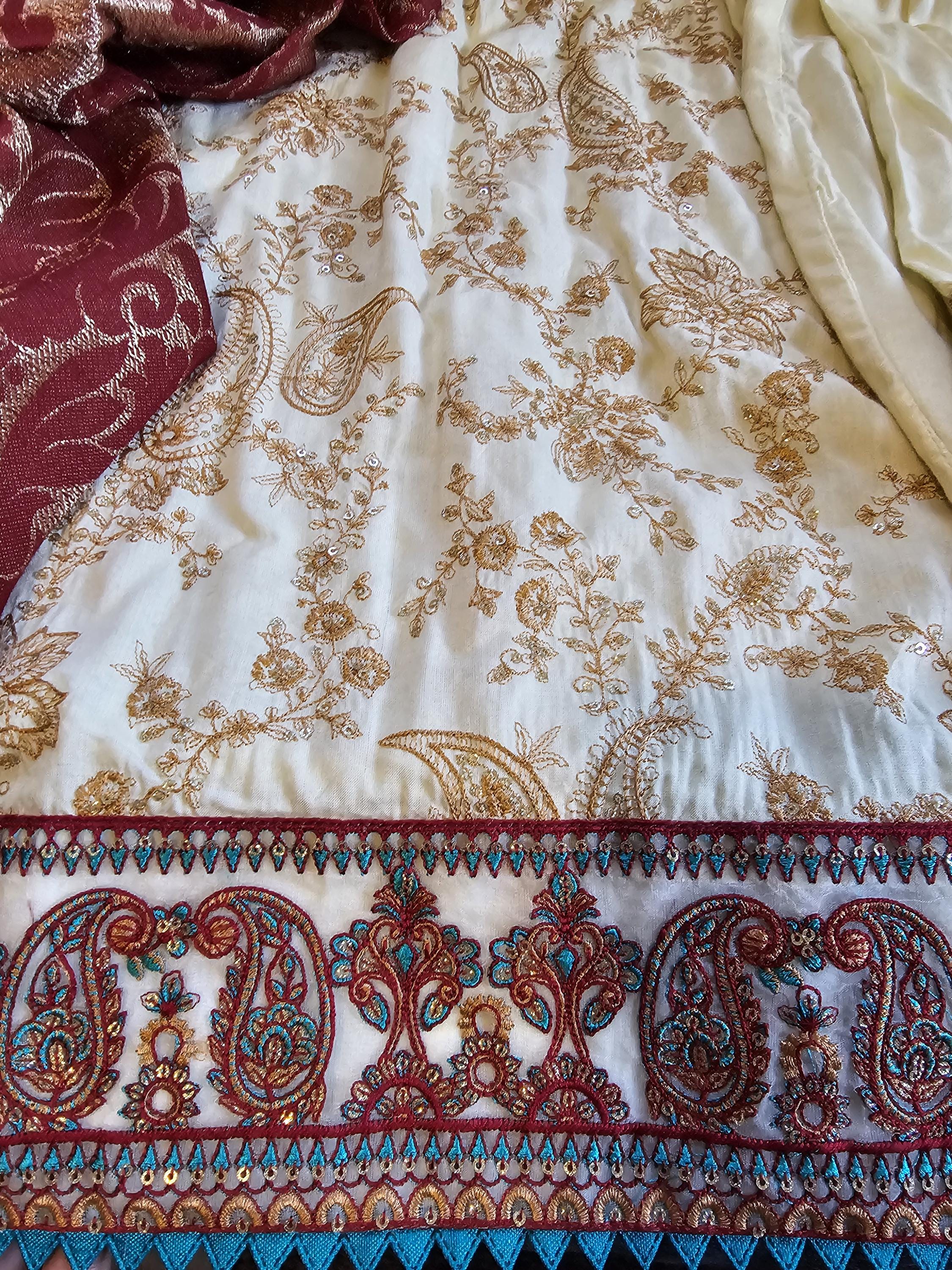 Eid Dress For Womens - Pakistani Embroidered Linen Ramadan Partywear Festival Suits Salwar Kameez Suit In Medium & Large Size