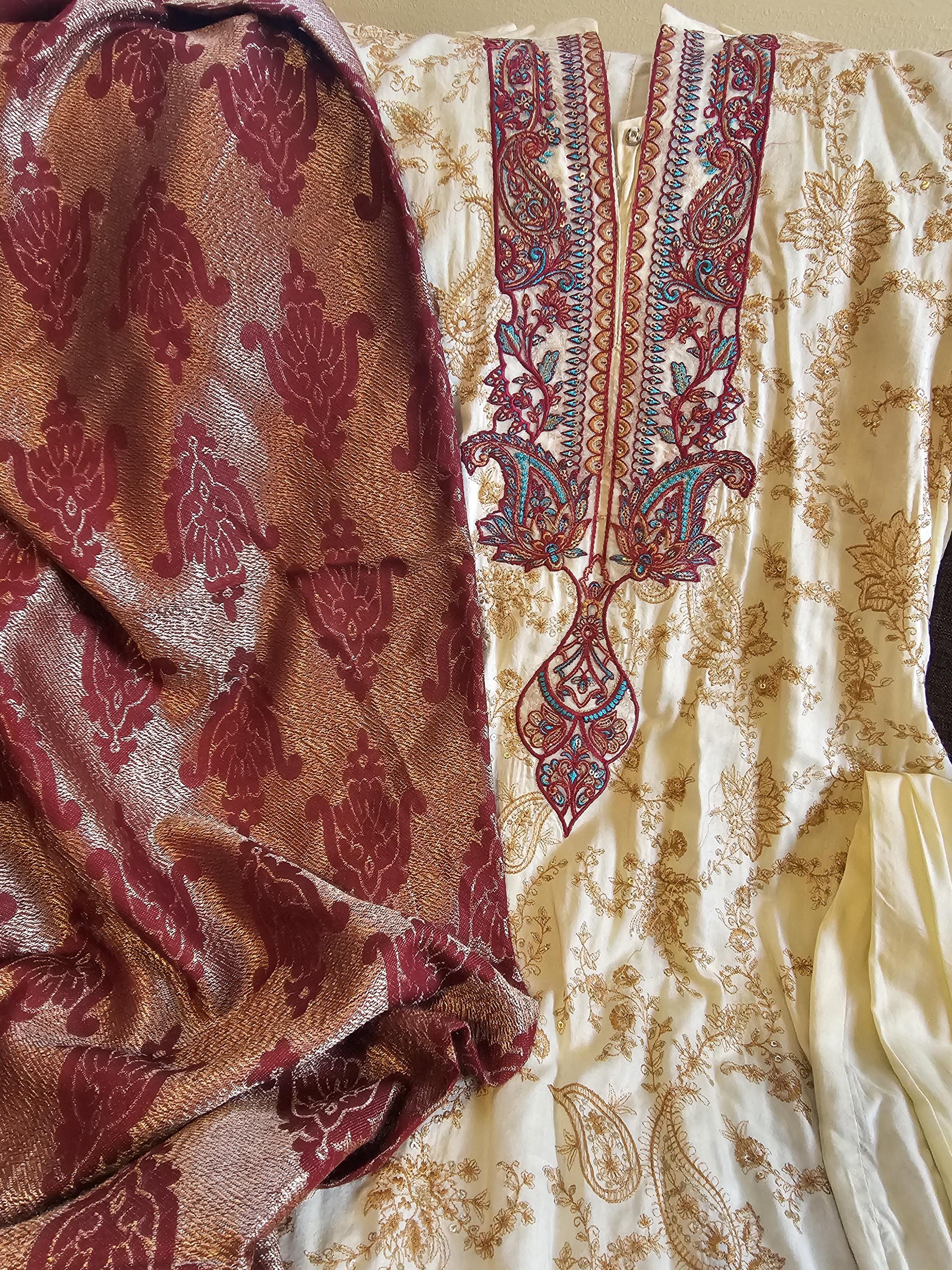 Eid Dress For Womens - Pakistani Embroidered Linen Ramadan Partywear Festival Suits Salwar Kameez Suit In Medium & Large Size