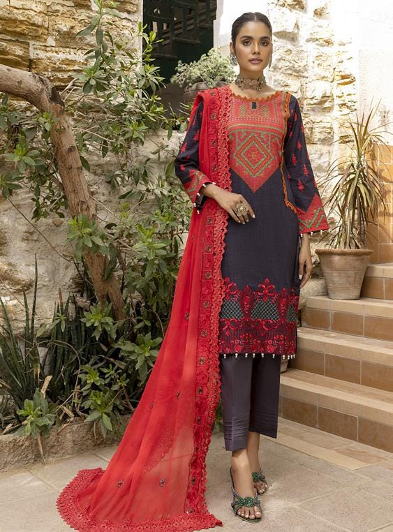 Eid Dress For Womens - Pakistani Embroidered Lawn Ramadan Partywear Festival Suits Readymade Partywear Eid Suit In Large Size