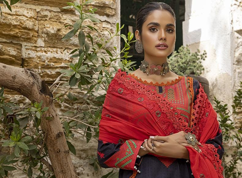 Eid Dress For Womens - Pakistani Embroidered Lawn Ramadan Partywear Festival Suits Readymade Partywear Eid Suit In Large Size