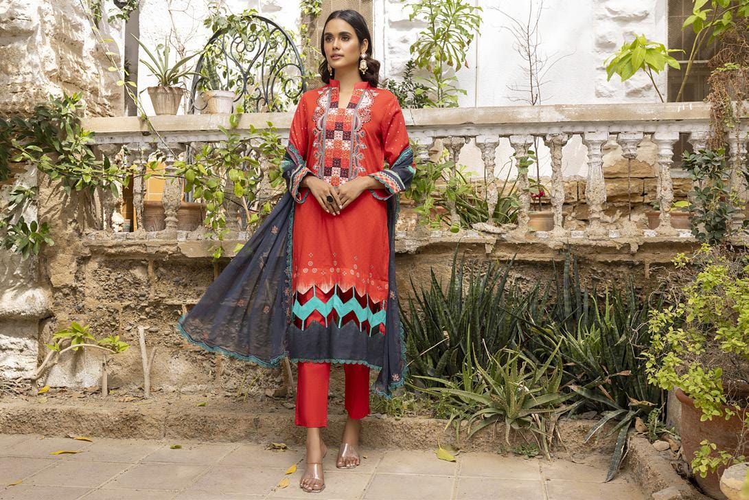 Eid Dress For Womens - Pakistani Embroidered Lawn Ramadan Partywear Festival Suits Readymade Partywear Eid Suit In Large Size
