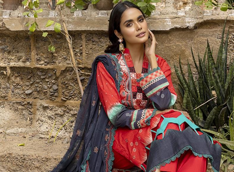 Eid Dress For Womens - Pakistani Embroidered Lawn Ramadan Partywear Festival Suits Readymade Partywear Eid Suit In Large Size