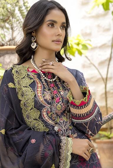 Eid Dress For Womens - Pakistani Embroidered Lawn Ramadan Partywear Festival Suits Readymade Partywear Eid Suit In Large Size