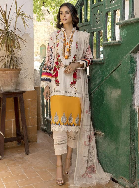 Eid Dress For Womens - Pakistani Embroidered Lawn Ramadan Partywear Festival Suits Readymade Partywear Eid Suit In Large Size