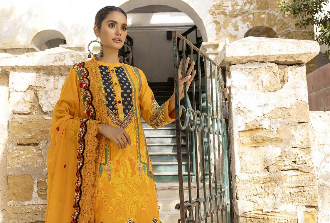 Eid Dress For Womens - Pakistani Embroidered Lawn Ramadan Partywear Festival Suits Readymade Partywear Eid Suit In Large Size