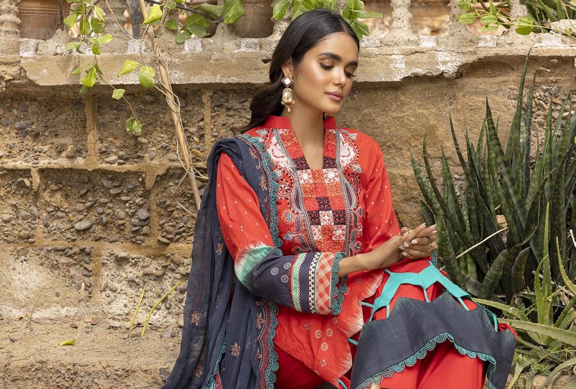 Eid Dress For Womens - Pakistani Embroidered Lawn Ramadan Partywear Festival Suits Readymade Partywear Eid Suit In Large Size