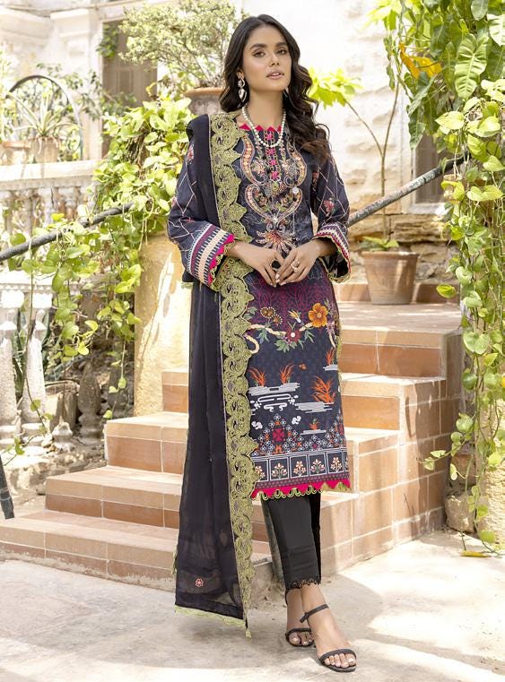 Eid Dress For Womens - Pakistani Embroidered Lawn Ramadan Partywear Festival Suits Readymade Partywear Eid Suit In Large Size