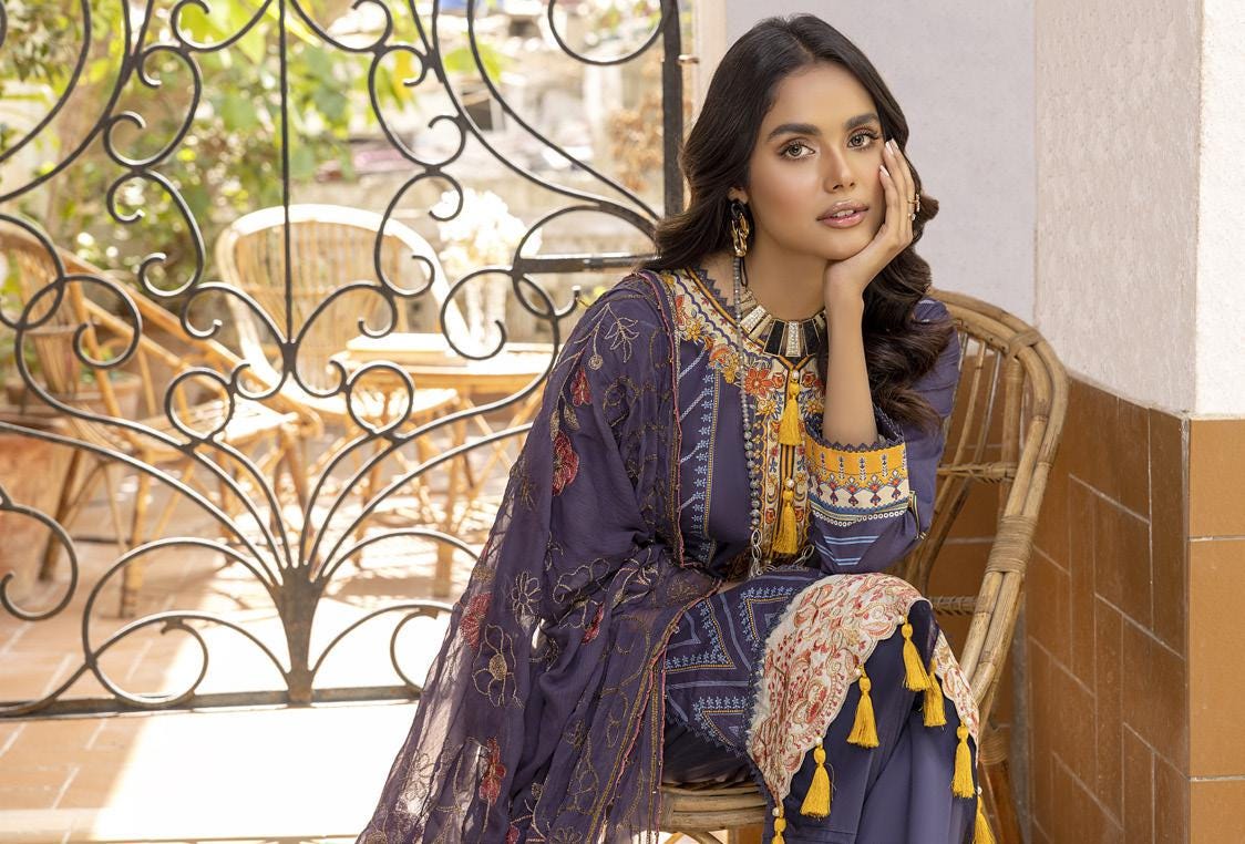 Eid Dress For Womens - Pakistani Embroidered Lawn Ramadan Partywear Festival Suits Readymade Partywear Eid Suit In Large Size