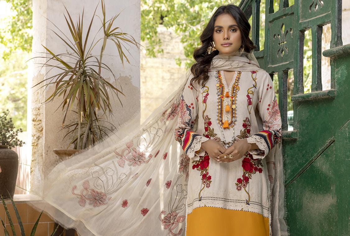 Eid Dress For Womens - Pakistani Embroidered Lawn Ramadan Partywear Festival Suits Readymade Partywear Eid Suit In Large Size