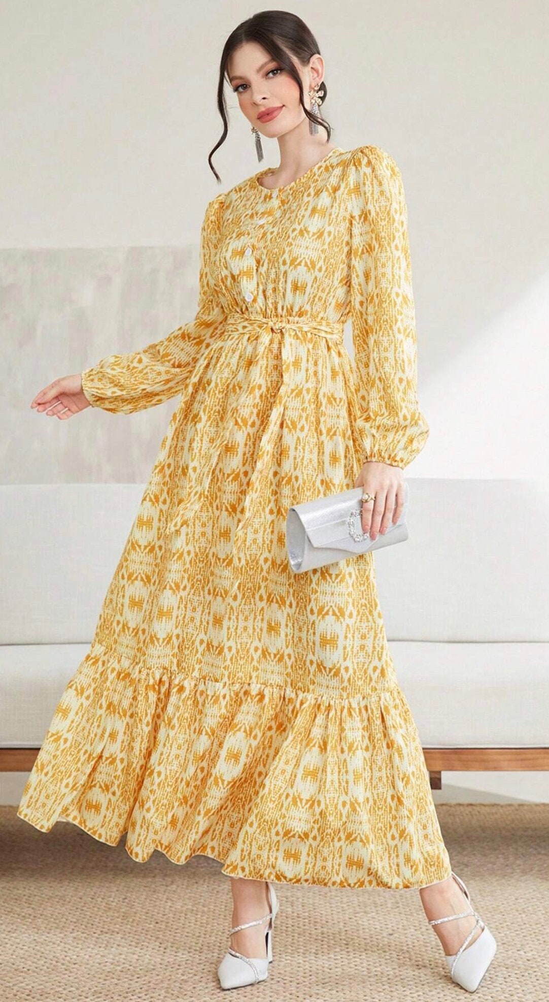 New Beautiful Model Mulvari Floral Print Maxi Partywear Floral Maxi Designer Dress Floral Long Maxi Readymade Frock