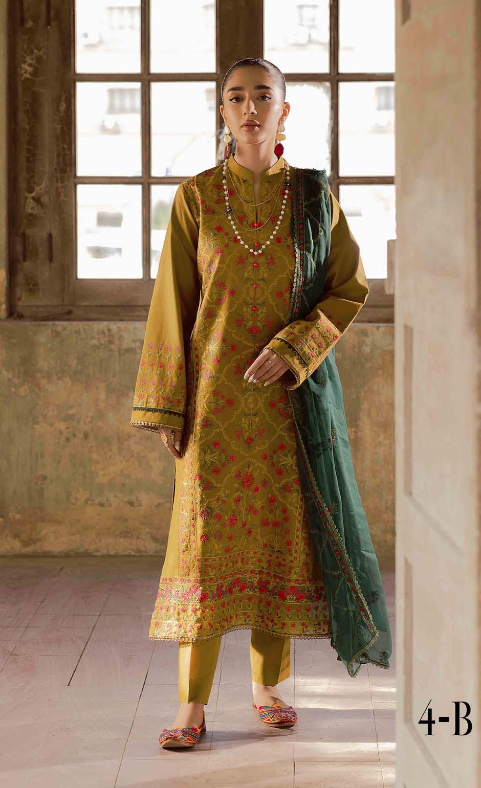 Eid Dress For Womens - Pakistani Embroidered Lawn Ramadan Partywear Festival Suits Salwar Kameez Suit In Large Size By Rajbari