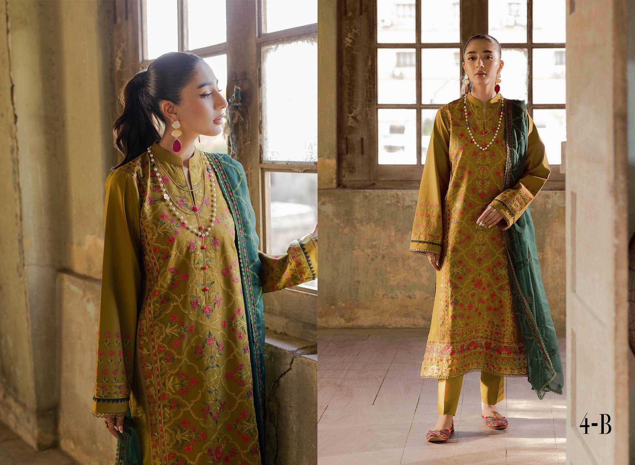Eid Dress For Womens - Pakistani Embroidered Lawn Ramadan Partywear Festival Suits Salwar Kameez Suit In Large Size By Rajbari