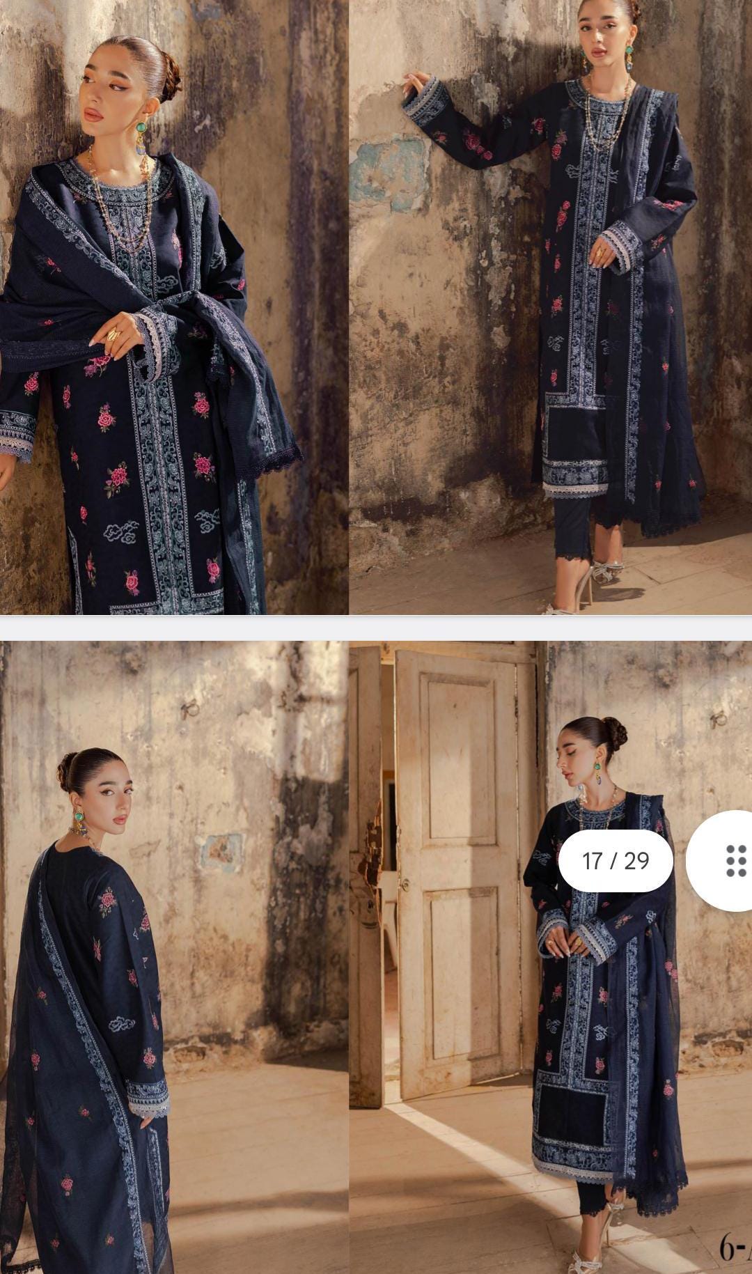 Eid Dress For Womens - Pakistani Embroidered Lawn Ramadan Partywear Festival Suits Salwar Kameez Suit In Large Size By Rajbari